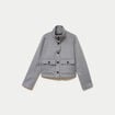 Veste courte aspect laineux gris femme