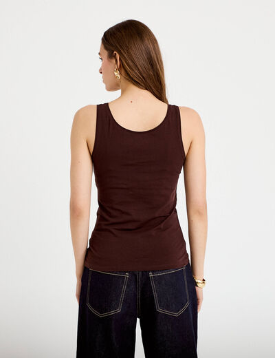 D&eacute;bardeur bretelles larges marron fonc&eacute; femme
