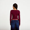 T-shirt c&ocirc;tel&eacute; ajust&eacute; manches longues bordeaux femme
