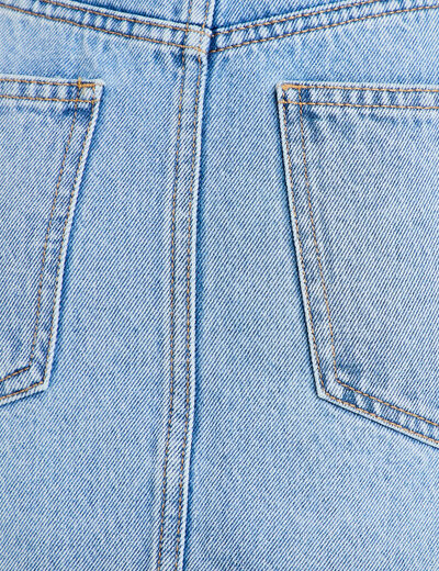 Jupe droite courte en jean clout&eacute;e denim double stone femme