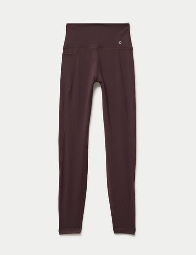 Legging taille haute marron fonc&eacute; femme