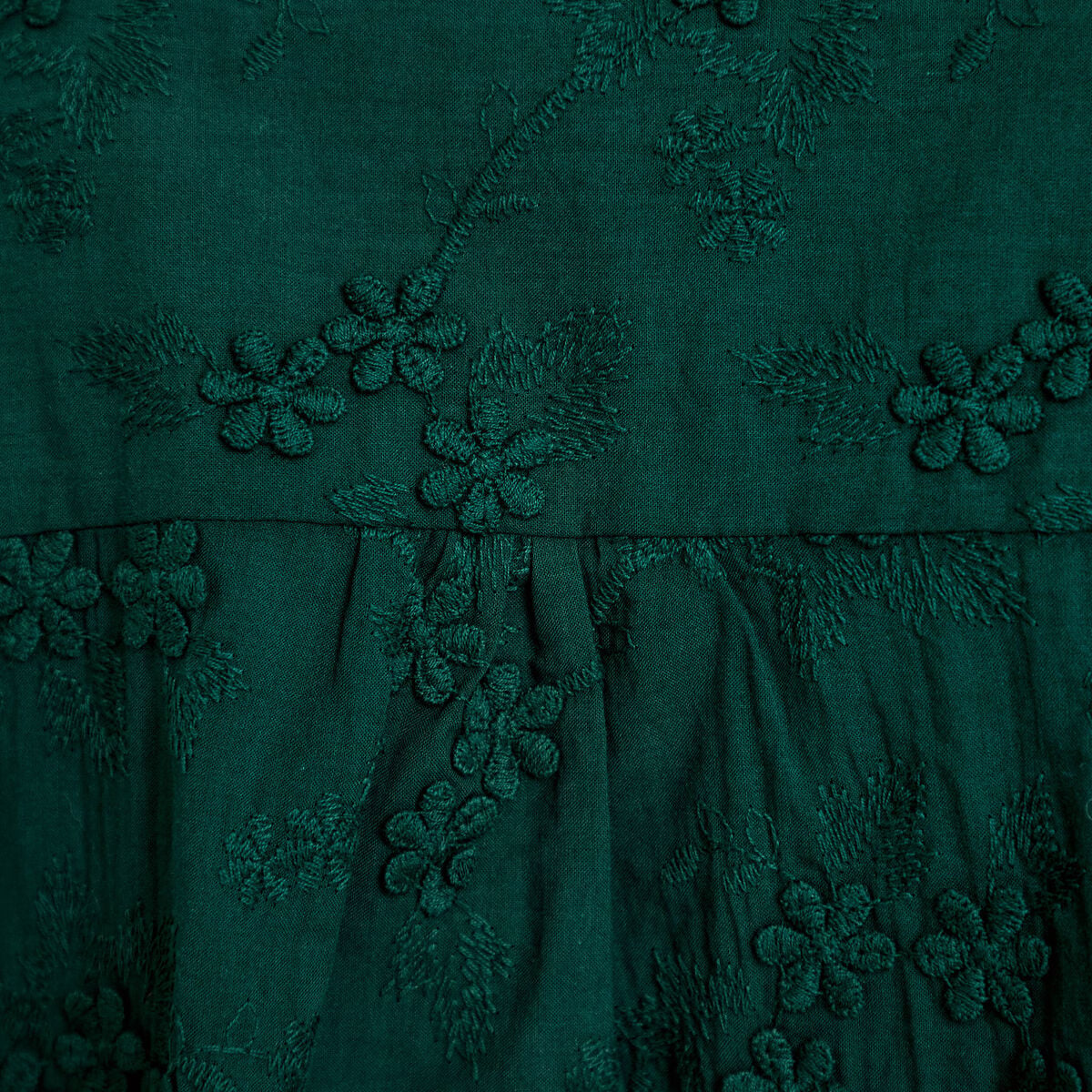 Blouse droite col rond manches longues vert fonc&eacute; femme