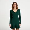 Robe tricot patineuse c&ocirc;tel&eacute;e vert fonc&eacute; femme