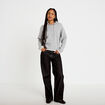Pull &agrave; capuche gris clair femme