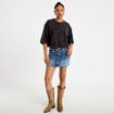T-shirt oversize court manches longues noir femme