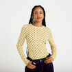 T-shirt ajust&eacute; col rond manches longues jaune clair femme