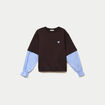 Sweat bi-mati&egrave;re manches longues marron fonc&eacute; femme