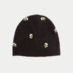 Bonnet avec broderie marron fonc&eacute; femme