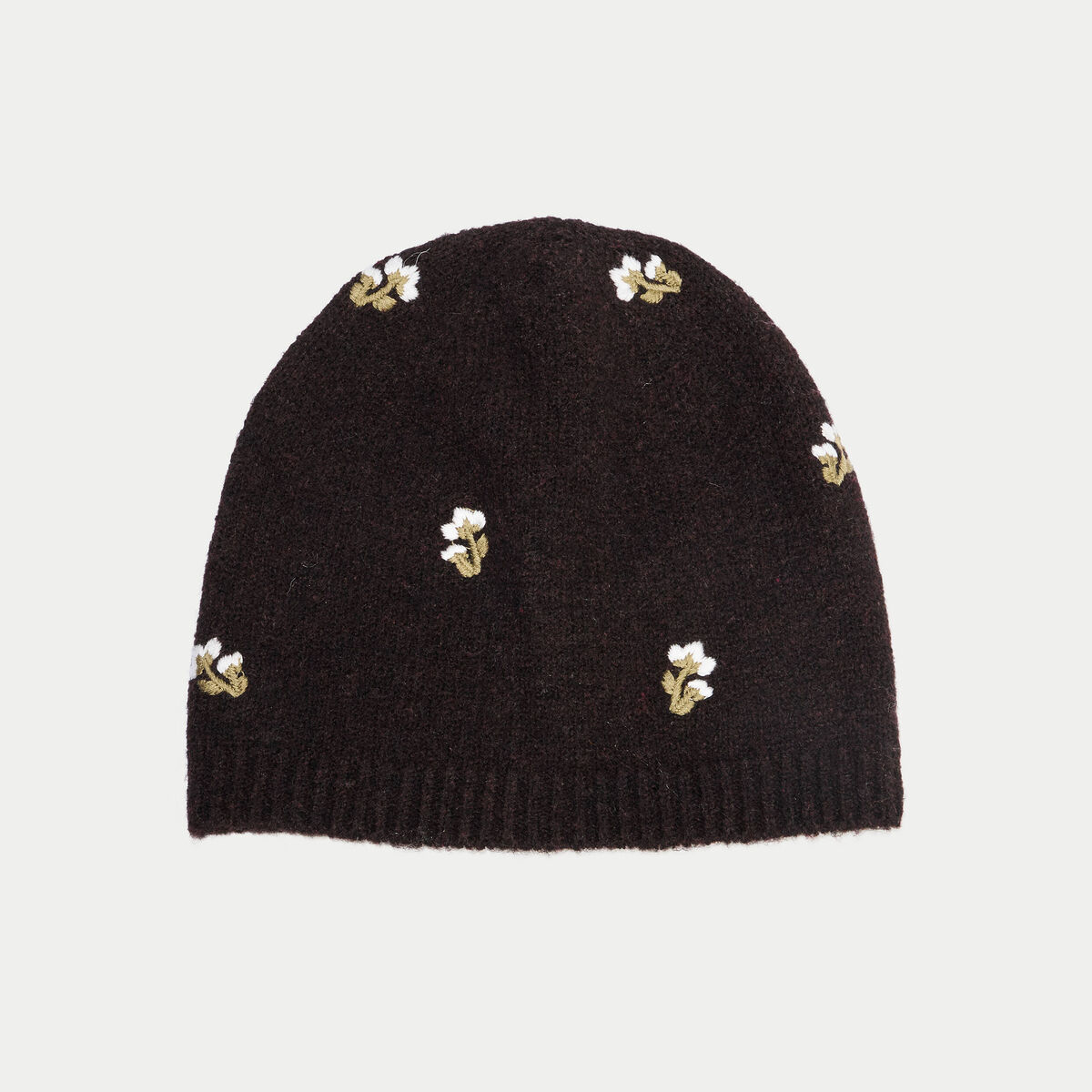 Bonnet avec broderie marron fonc&eacute; femme