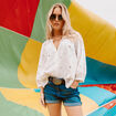 Short slim en jean denim stone femme