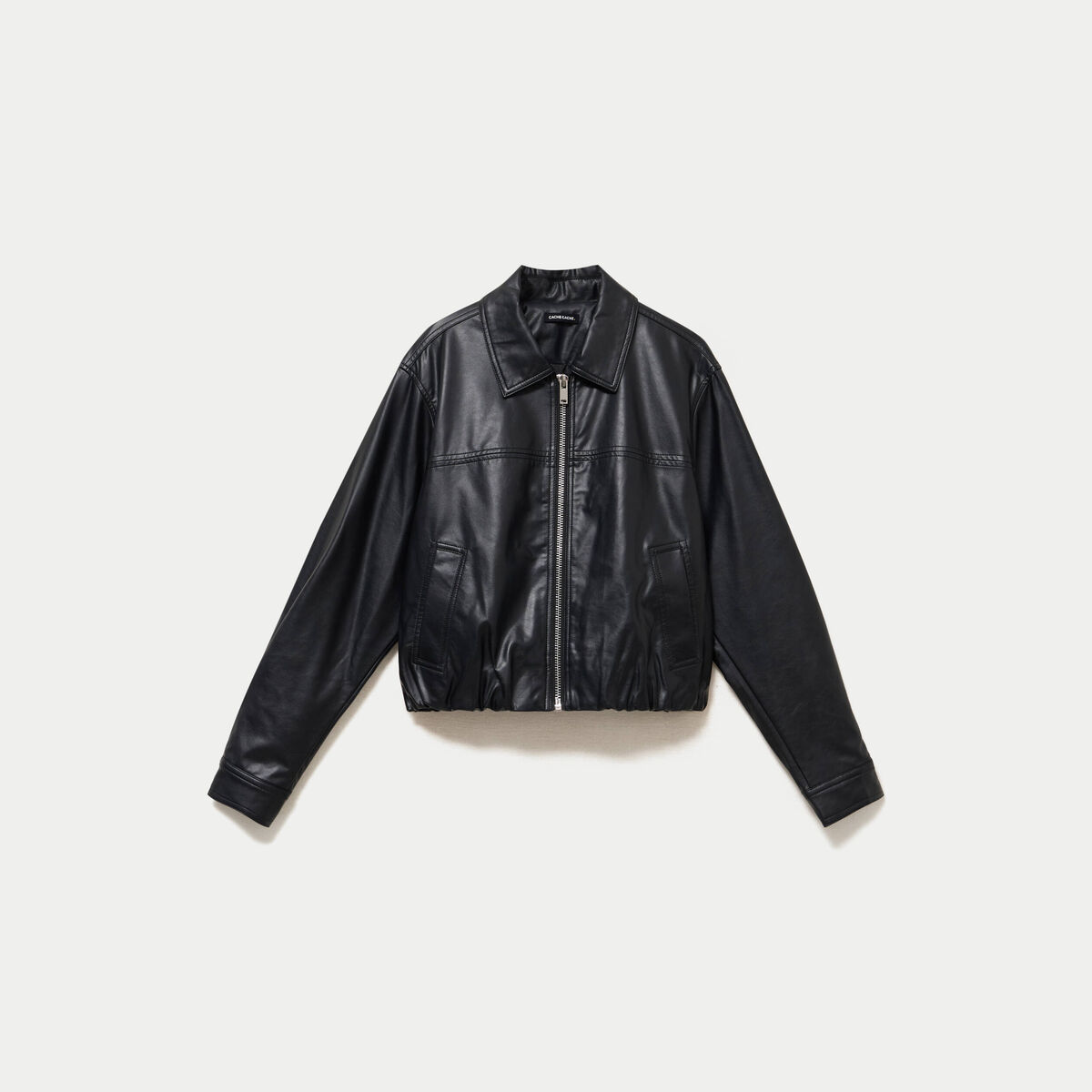 Veste effet boule manches longues noir femme