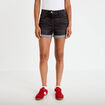 Short slim en jean denim noir femme