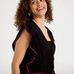 Blouse droite sans manches pliss&eacute;e noir femme