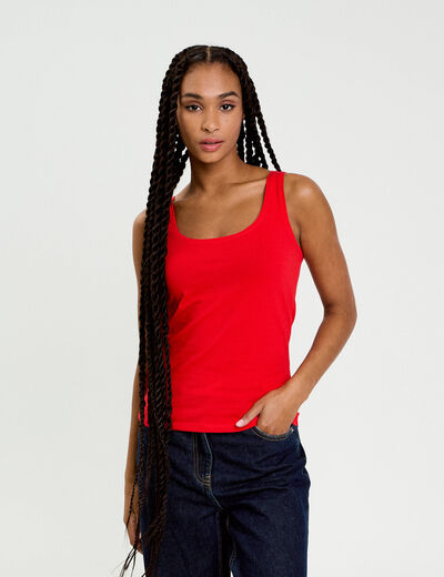 D&eacute;bardeur bretelles larges rouge femme