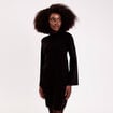 Robe manches longues col montant noir femme