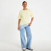 T-shirt oversize longue dentelle jaune clair femme