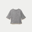 Pull col rond manches courtes gris clair femme
