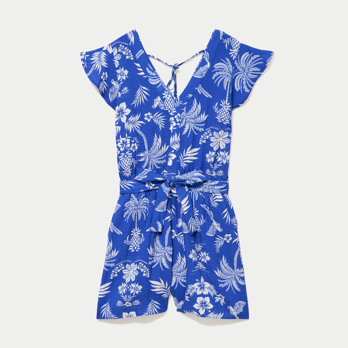 Combishort fluide bleu roi femme