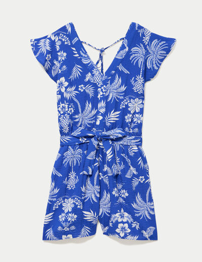 Combishort fluide bleu roi femme