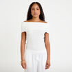 Top col bardot ecru femme