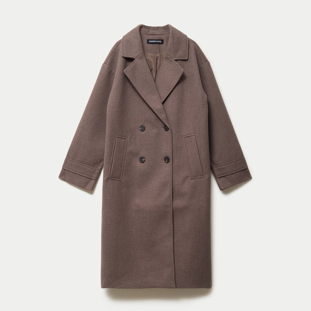 Manteau oversize manches longues taupe femme