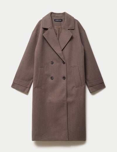 Manteau oversize manches longues taupe femme
