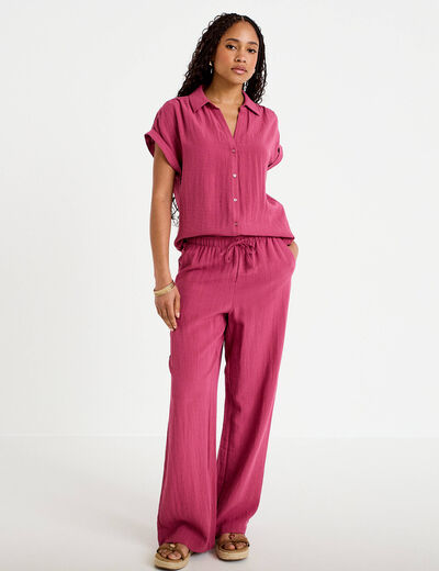 Blouse manches courtes prune femme