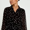 Robe brod&eacute;e &eacute;vas&eacute;e manches longues noir femme