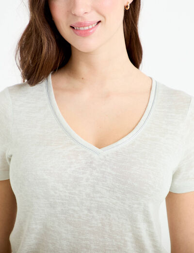 T-shirt manches courtes iris&eacute; gris argent femme
