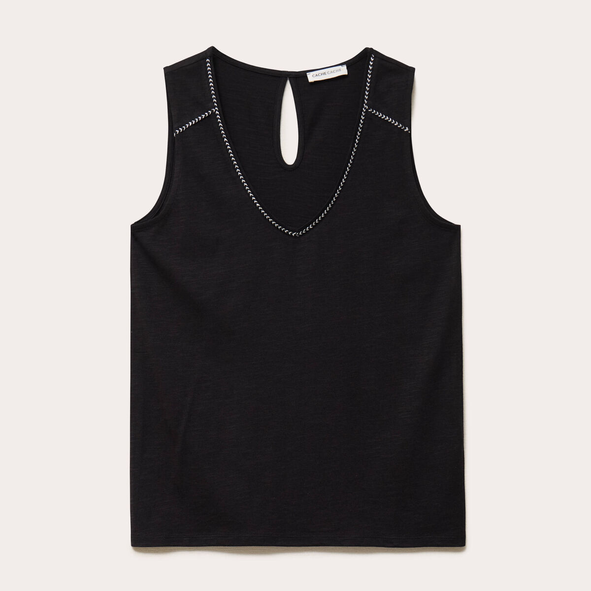 D&eacute;bardeur col v noir femme