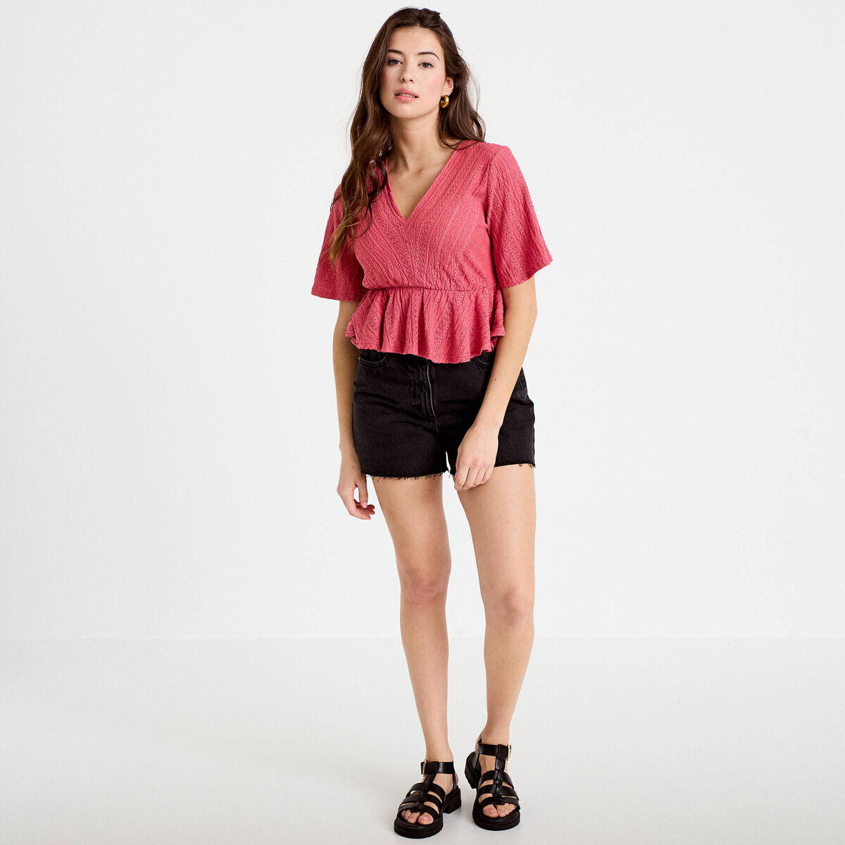 Short en jean 5 poches denim noir femme
