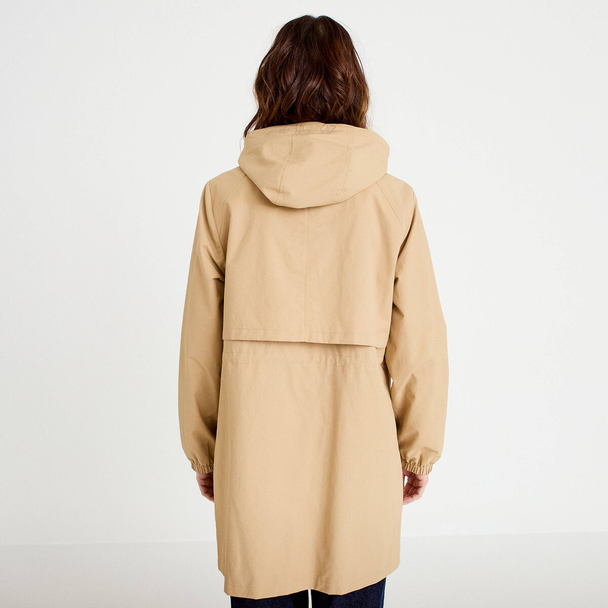 Parka &agrave; capuche taille ajustable beige femme
