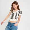 Pull manches courtes col polo blanc femme
