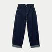 Jean barrel long en coton denim brut femme