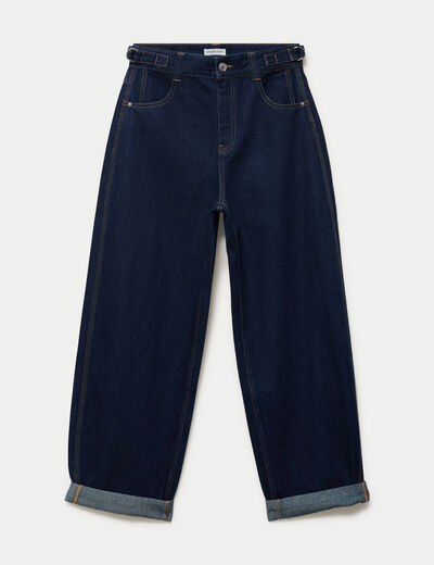 Jean barrel long en coton denim brut femme