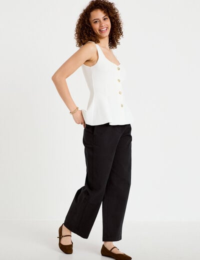 Pantalon chino coupe barrel noir femme