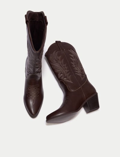Bottes esprit western marron femme