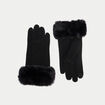 Gants fausse fourrure noir femme
