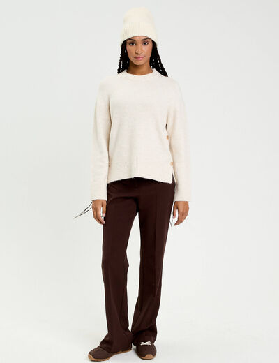 Pull manches longues ecru femme