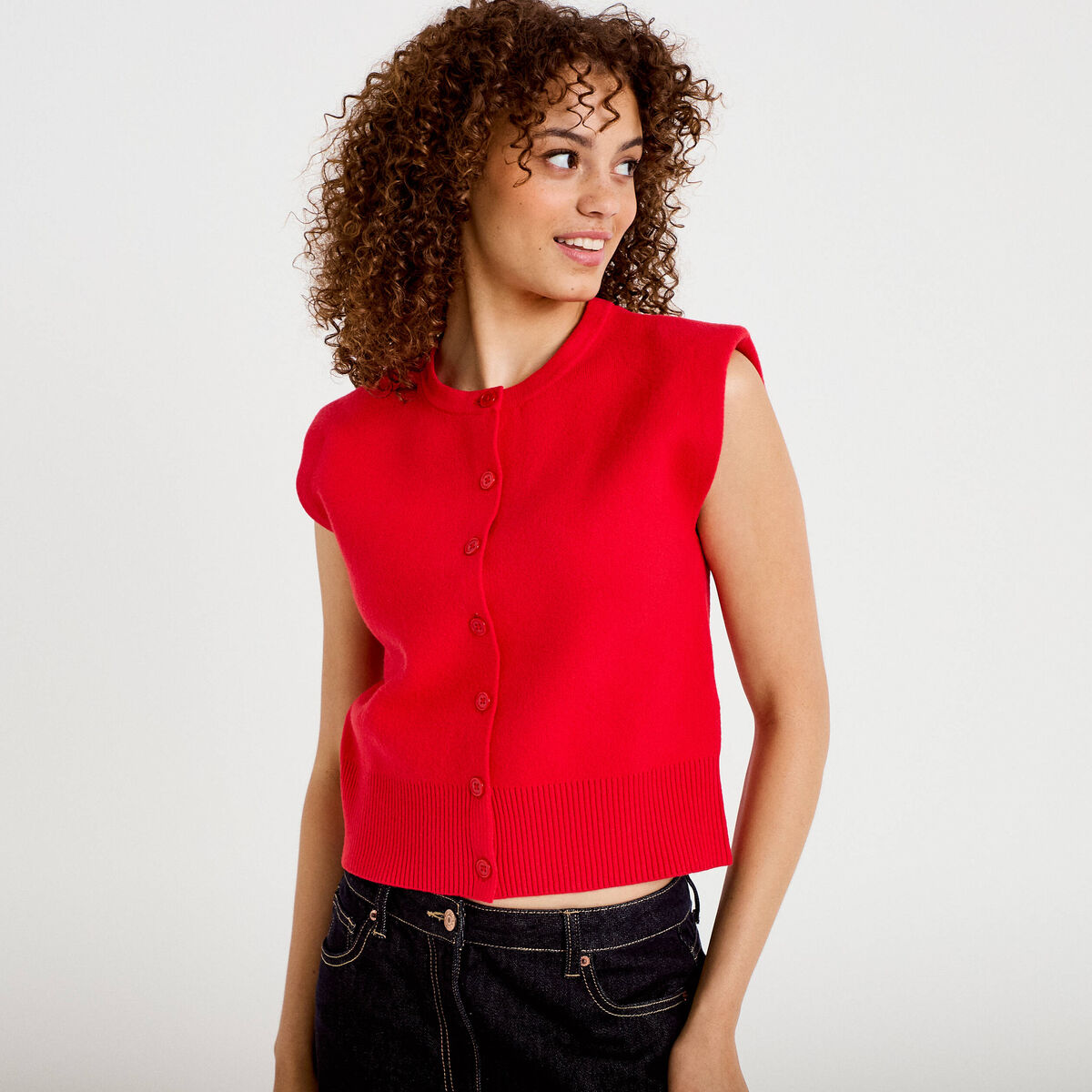 Gilet sans manches rouge femme