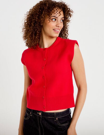 Gilet sans manches rouge femme