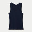 D&eacute;bardeur c&ocirc;tel&eacute; col rond bleu marine femme