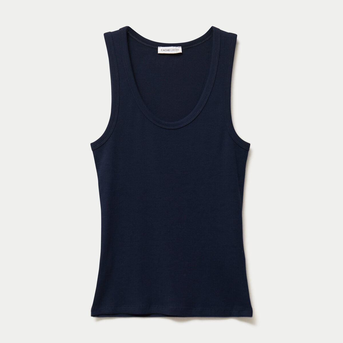 D&eacute;bardeur c&ocirc;tel&eacute; col rond bleu marine femme