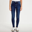 Jean skinny taille haute bleu fonc&eacute; femme