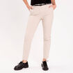 Pantalon cigarette ceintur&eacute; beige femme