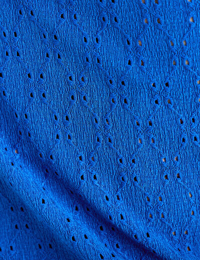 D&eacute;bardeur ajour&eacute; col v bas resserr&eacute; bleu electrique femme