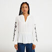 Blouse col v manches longues ecru femme