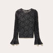 T-shirt manches longues dentelle noir femme