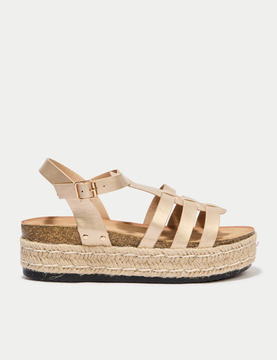 Sandales &agrave; talon couleur or femme