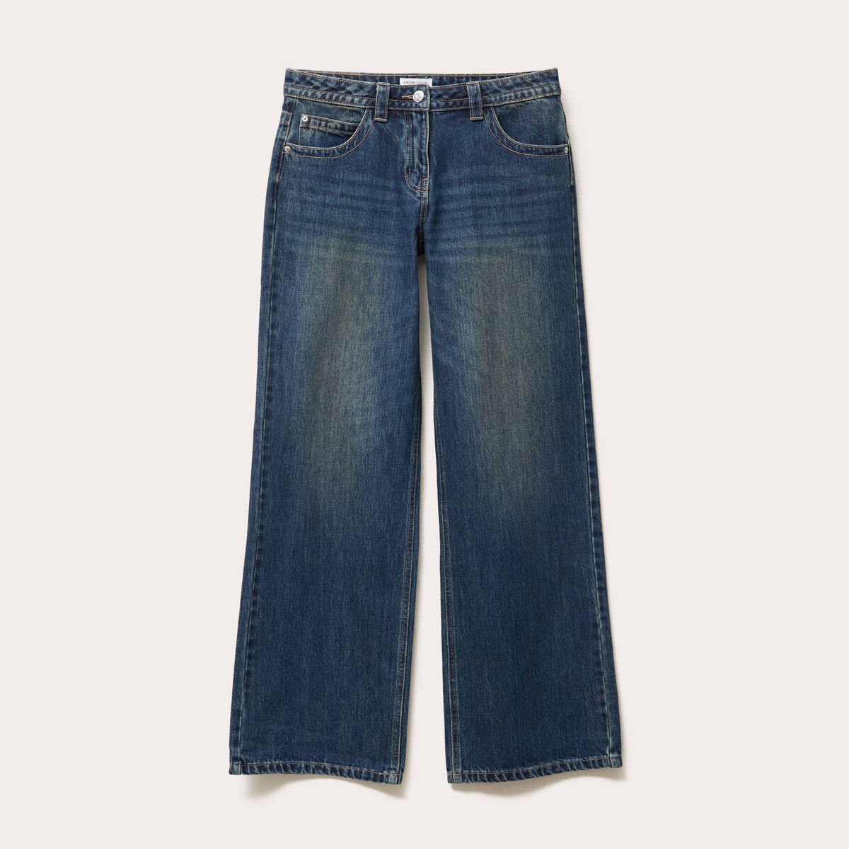 Jeans droit taille basse denim dirty femme